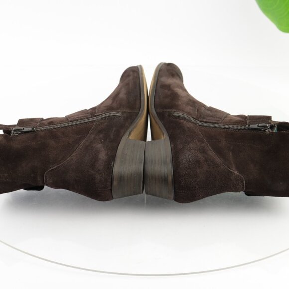 Paul Green Womens Carrie Boots Size 9  Brown Suede Bootie Double Buckle Low Heel - Picture 6 of 12